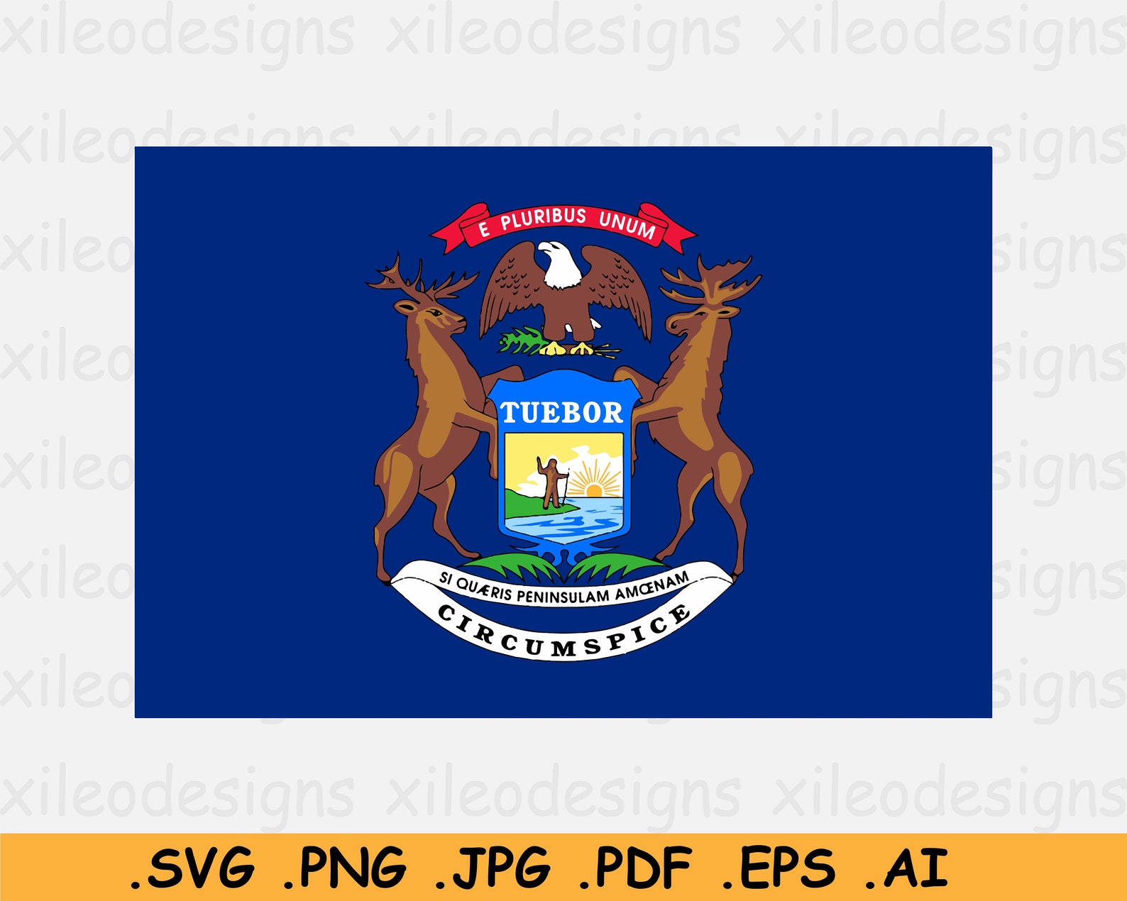 Michigan Flag SVG - MI USA U.S State Banner, American United States of ...