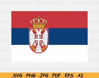 Bandera de Serbia SVG, Bandera del país de la nación nacional serbia, Archivo de descarga digital Cricut, Icono gráfico vectorial clipart - svg eps ai png jpg pdf