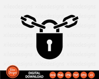 Kettingslot pictogram SVG hangslot staal metaal sleutelgat hangslot symbool pictogram teken grafische clipart vector Cricut digitale download png jpg eps pdf ai