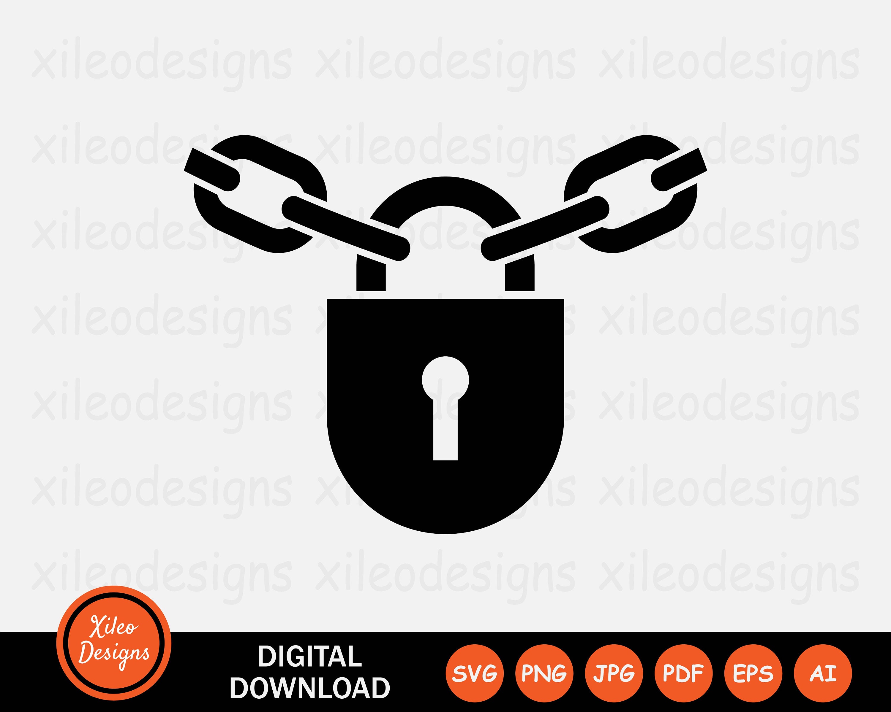 Illustration Of Metal Chain And Lock Royalty Free SVG, Cliparts