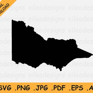 Victoria Australia Map SVG, VIC Australian State Border Border Shape Black Silhouette, Cricut Cut File Icon Vektor, svg eps ai png jpg pdf
