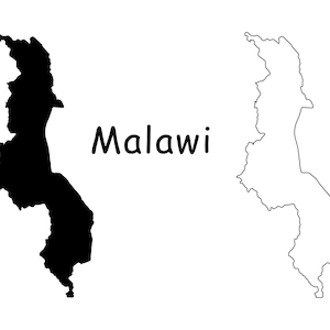 Karte von Malawi, Malawi Karte, detaillierte solide Umrisslinie Landkarte von Malawi, sofortiger digitaler Download svg png eps ai