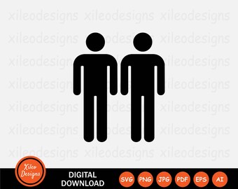Gay paar pictogram SVG stok figuur twee man mannen LGBTQ LBGT persoon vrienden teken symbool Vector Cricut Instant Download clipart png jpg eps pdf ai