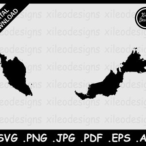 Malaysia Karte SVG, Malaysian Country National Border Border Border, Black Silhouette Cutout Cricut Cut File Vektor Icon, png jpg jpeg pdf ai eps