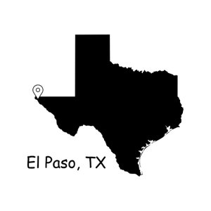 El Paso on Texas State Map, El Paso City TX Texas USA Map, El Paso TX Texas Location Pin Drop Map, Instant Digital Download svg png eps jpg