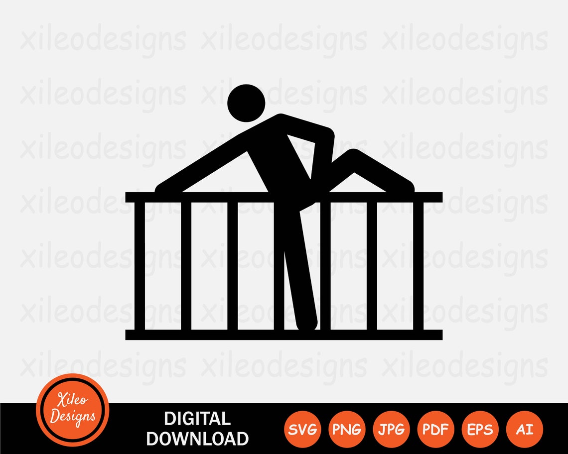 Climbing Fence Icon SVG Climb Over Barrier Trespassing Etsy