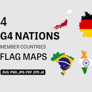 G4 Naties Vlag Kaarten SVG Set, VN Land Landen Natie Nationale Grens Grens Overzicht Geografie Atlas Vector Icon, eps ai png jpg pdf