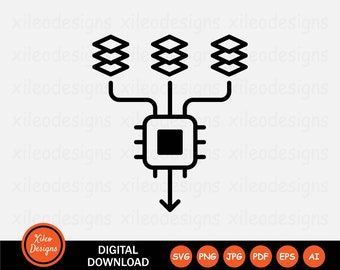 AI Daten Symbol SVG Technologie Tech Künstliche Intelligenz Eingabemaschine Zeichen Symbol Cricut Clipart Vektor Digitaler Download png jpg pdf eps ai