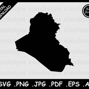Irak Flagge Karte SVG, Irak Flagge SVG Cricut Cut Datei, Middle
