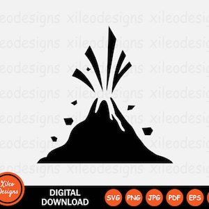 Volcano Eruption Icon SVG - Volcanic Activity Lava Active Erupt Vector Symbol Sign Graphic Clipart Cricut Digital Cut Out png jpg eps pdf ai