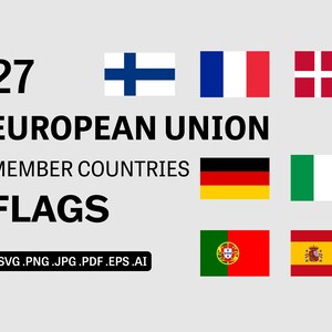 EU Country Flag SVG Bundle Set, Union européenne Pays membres Drapeaux, Nation Banner Cricut Cut File Icon Clipart Vector, eps png jpg ai pdf