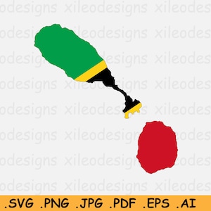 Saint Kitts en Nevis Kaart Vlag SVG - Country Nation Map Silhouette Outline Scrapbook Clipart Vector Icon Cricut Cut File, eps ai png jpg pdf