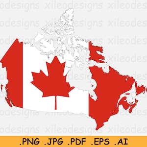 Canada Kaart Vlag, Kaart van Canada, Canadese Nationale Vlag, Canada Kaart SVG, Instant Digital Download Land Clipart - svg eps ai png jpg pdf