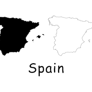 Landkarte von Spanien, spanische Karte, detaillierte solide Umrisskarte von Spanien, sofortiger digitaler Download svg png eps ai