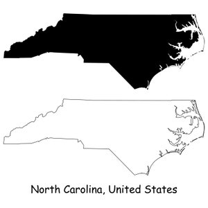 North Carolina Map SVG - NC USA United States of America us, Black Outline Silhouette Clipart Vektor Grafik Icon Banner - svg eps png jpg
