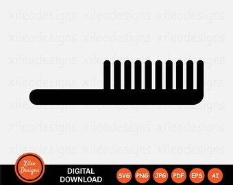 Comb Icon SVG Hairbrush Hair Brush Care Salon Barber Sign Symbol Graphic Vector Clipart Cricut Digital Download Vector png jpg eps pdf ai