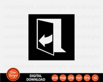 Door Pull Open Left Side Exit Entrance Path Signage Sign Symbol Icon Clipart Graphic Vector Cricut Digital Download svg png jpg eps pdf ai