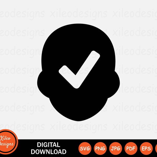 User Approve Icon SVG - Profile Account Verify Approval Verification Sign Symbol Cricut Clipart Vector Digital Download png jpg pdf eps ai