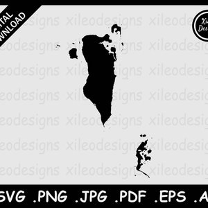 Mapa de Bahrein SVG, Bahraini Country National Border Boundary, Black Silhouette Cutout Cricut Cut File Vector Icon, svg png jpg jpeg pdf ai eps