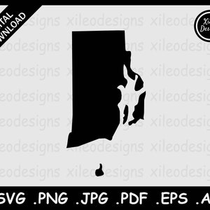 Rhode Island Kaart SVG, RI USA State Boundary Border Map, Verenigde Staten Black Silhouette Cricut Cut File Vector Icon, png jpg jpeg pdf eps ai