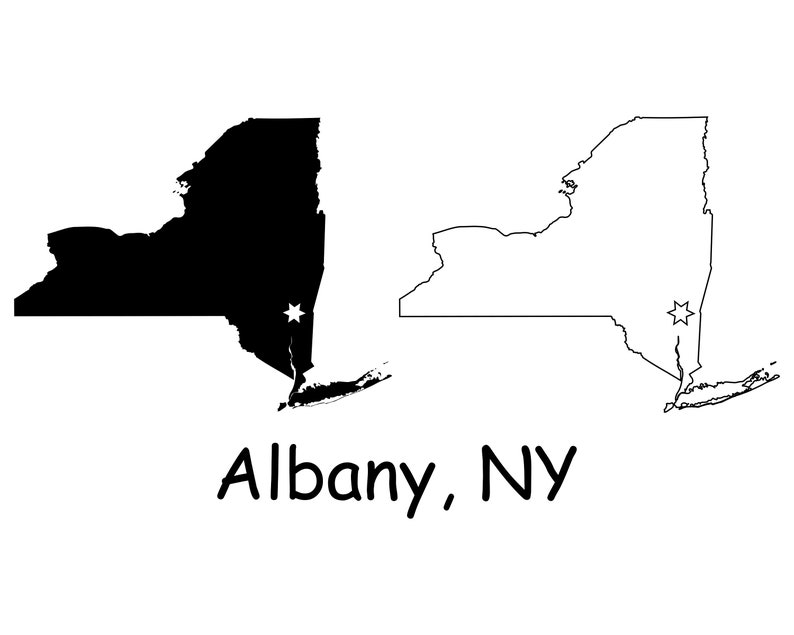 Albany Capital City Location on a New York NY State Map USA Etsy