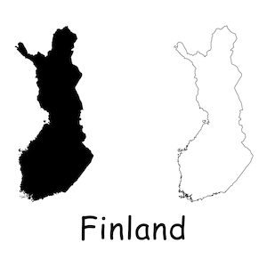 Karte von Finnland, Finnland Karte, detaillierte solide Umriss Boundary Map von Finnland, sofortiger digitaler Download svg png eps ai