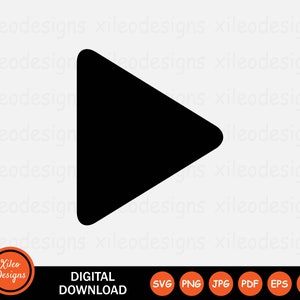 May include: Black play button icon. This icon is commonly used for media players and websites.