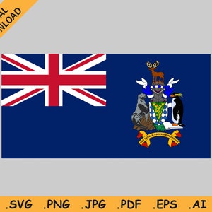 South Georgia and the South Sandwich Islands Flag SVG - Instant Digital Download Banner Clipart Vector Graphic Icon, svg eps ai png jpg pdf