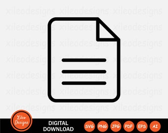 Document Icon SVG File Page From Note Memo Contract Sign Symbol Cricut Vector Graphic Vector Digital Download Clipart png jpg eps ai pdf