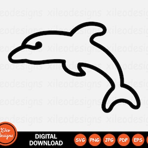 Dolphin Line Icon SVG Animal Whale Outline Mammal Fish Sign Symbol Cricut Graphic Clipart Vector png jpg eps ai pdf Digital Download Vector