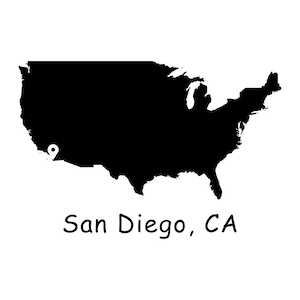 San Diego California on USA Map, San Diego CA Unites States of America, San Diego CA Location Pin Drop Map, Instant Digital Download svg png