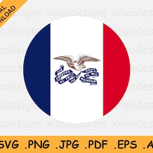 Iowa Round Flag SVG - IA USA Circular Circle State Banner Button Icon Clipart, Instant Digital Download Vector, svg eps ai png jpg pdf