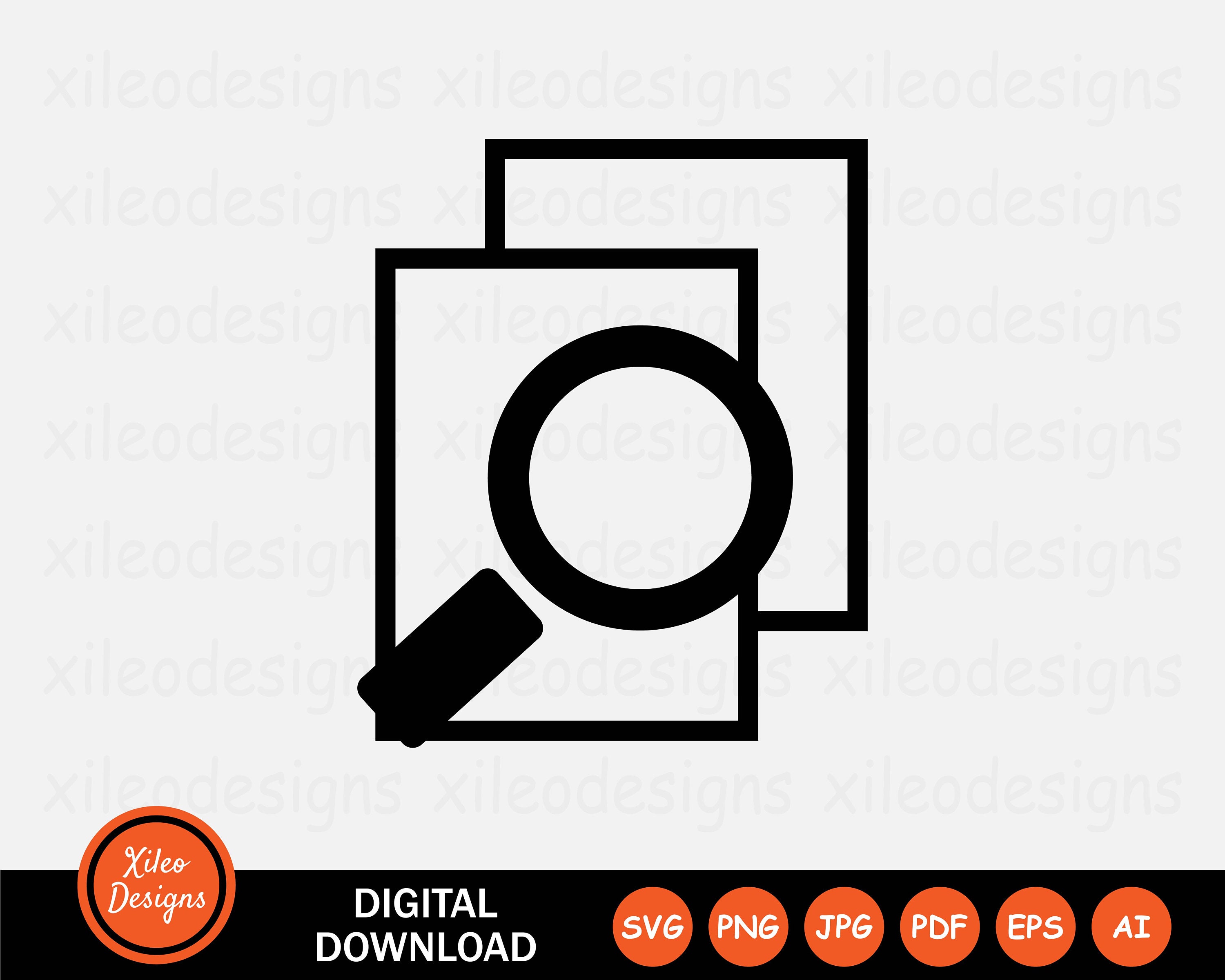 File Search Icon SVG Document Research Folder Look up View Symbol Sign ...