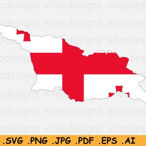 Georgië Vlag Kaart SVG, Georgische SVG Cricut Cut File, Land Natie Silhouet Outline Atlas Scrapbook Clipart Vector Icon eps ai png jpg pdf