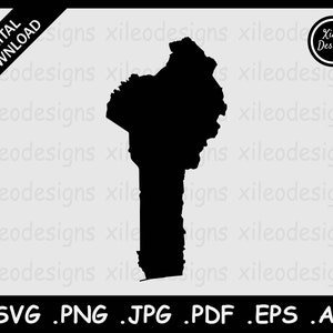 Benin Map SVG, Beninese Country National Border Boundary, Black Silhouette Cut Cut File Vector Icon, svg png jpg jpeg pdf ai eps