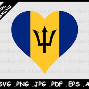 Barbados Heart Flag SVG, Barbadian Love Shape Banner National Nation Country Icon Clipart Digital Vector Cricut Cut File, eps ai png jpg pdf