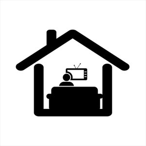 Watch Watching TV Television At Home on Sofa Couch Seat Stick Figure Man Entertainment Indoor Inside Instant Digital Download PNG SVG Vector