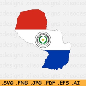 Paraguay Kaart Vlag SVG, Paraguayaanse Vlag Kaart, Land Natie Silhouet Outline Atlas, Scrapbook Clipart Vector Icon eps ai png jpg pdf