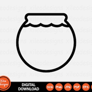 May include: Black and white line art illustration of a jar with a lid. The jar is round and has a wavy top.