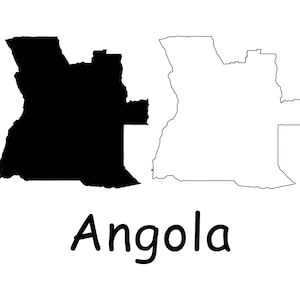 Angola Karte, Karte von Angola, Angola Landkarte, schwarze solide detaillierte Umriss Landesgrenze, sofortiger digitaler Download svg png eps ai