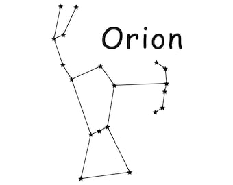 Orion Constellation Stars Star Astronomy Galaxy Universe Hunter Greek Mythology Night Sky Icon Pictogram Outline Text SVG EPS JPG Vector