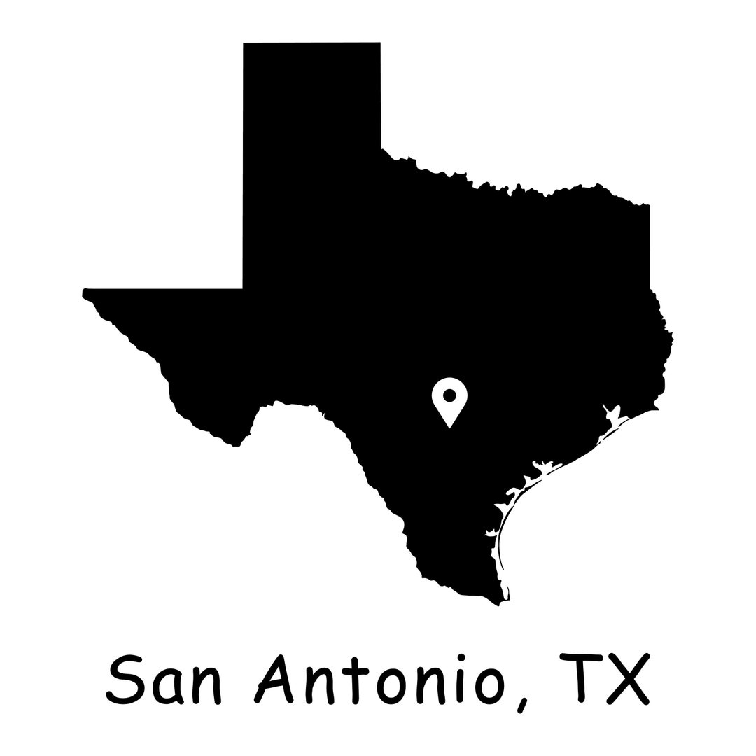San Antonio on Texas State Map, San Antonio TX Texas USA Map, San