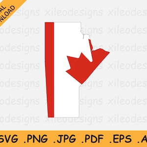 Manitoba Mapa Canadá Bandera SVG, Provincia Canadiense Banner Forma Borde Límite, Cricut Cut Archivo Vector Clipart Icon eps ai png jpg pdf