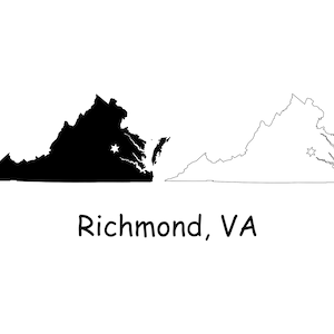 Richmond Virginia VA Hauptstadt Auf einer State Map USA Vektor Silhouette Silhouette Digital Download Icon Clipart jpg svg png pdf eps ai