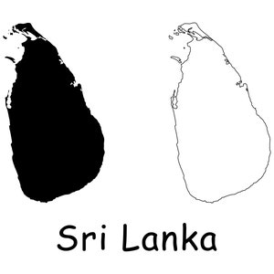 Karte von Sri Lanka, Sri Lanka Karte, schwarz weiß detaillierte durchgezogene Grenze Landkarte von Sri Lanka, sofortiger digitaler Download svg png eps ai