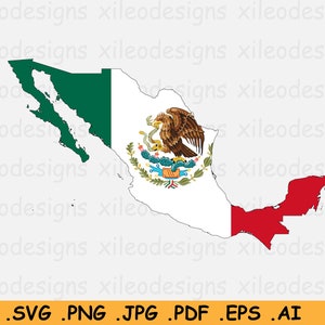Mexiko Karte Flagge SVG, mexikanische SVG digitale Flagge Karte, Land Nation Silhouette Umriss Atlas Scrapbook Clipart Vektor Icon, eps ai png jpg pdf