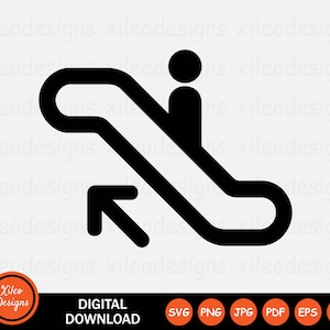 Escalator Going Up Icon SVG Arrow Point Above Floor png jpg eps ai pdf Digital Download Vector Graphic Clipart Vector Sign Symbol Cricut