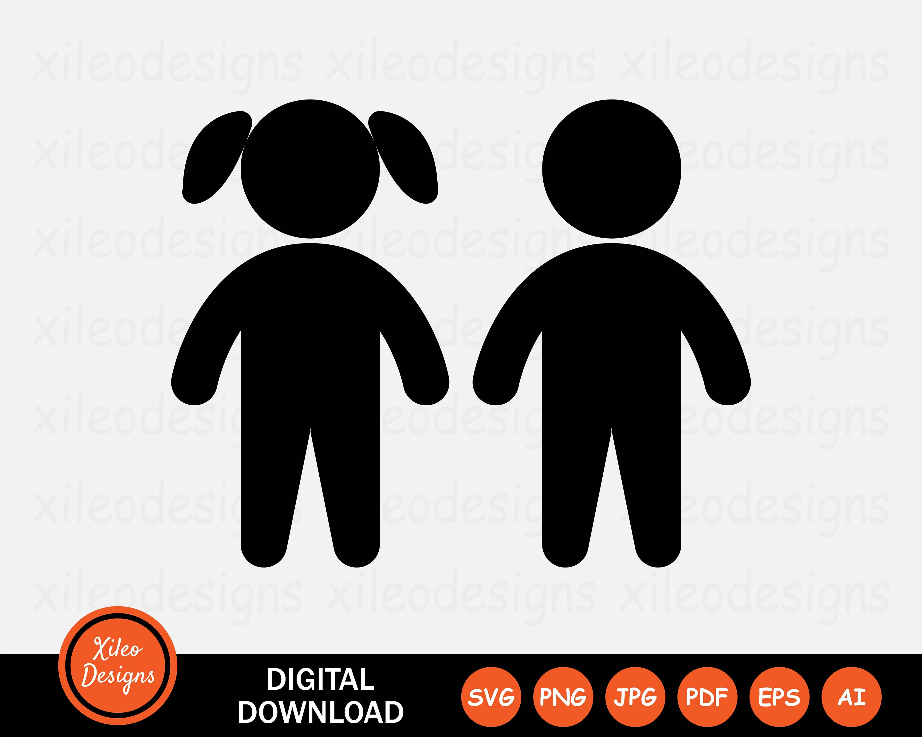 Children Icon SVG Girl Boy Kid Kids Child Toddler Baby Graphic Vector ...