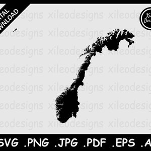 Norweger Karte SVG, Norweger Land National Border Border Map, Black Silhouette Cutout Cricut Cut File Vektor Icon, png jpg jpeg pdf ai eps