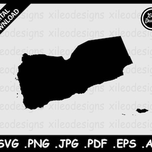 Jemen Landkarte SVG, Jemenitische Jemenitische Grenze, Schwarze Silhouette Cricut Cut File Vektor Icon Cutout png jpg jpeg pdf eps ai